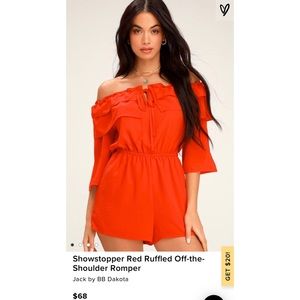 Lulus Red off the shoulder romper